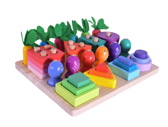 Jeu Montessori de Motricité Fine - Jardin d'éveil 4 en 1 en bois