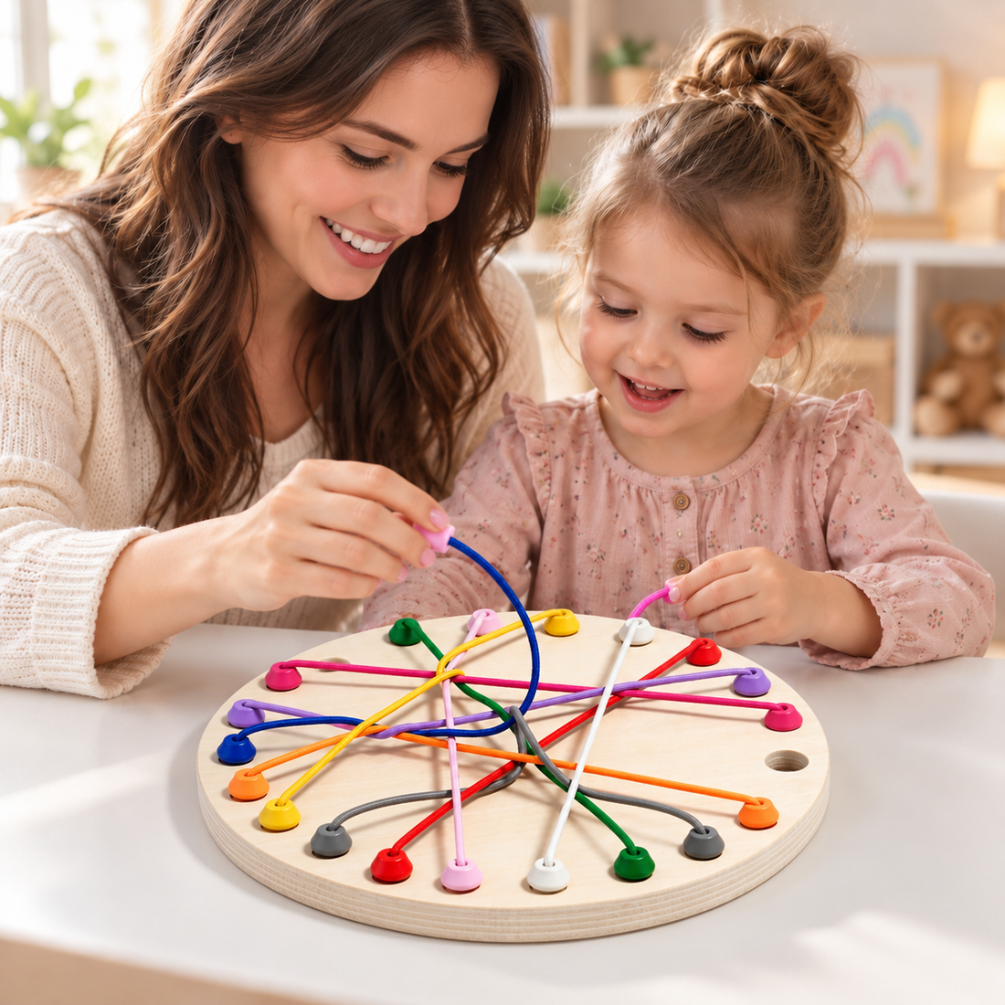 Jeu de logique de cordes en bois pour enfant, défi de concentration et réflexion