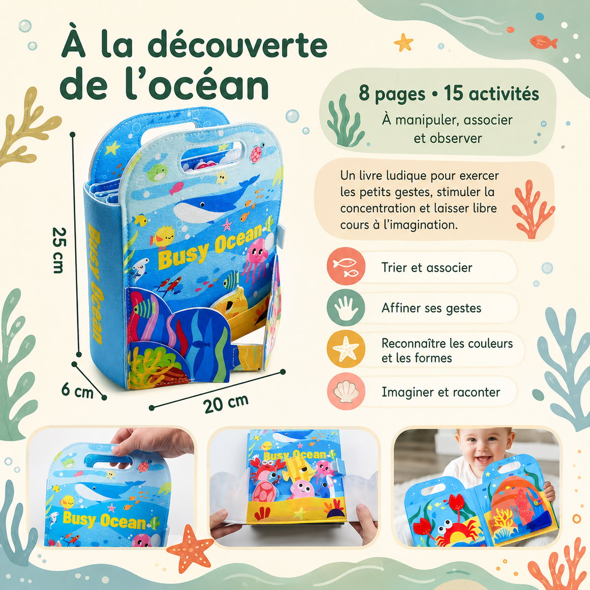 BusyBook Océan : livre d’activités en feutrine (Busyboard)