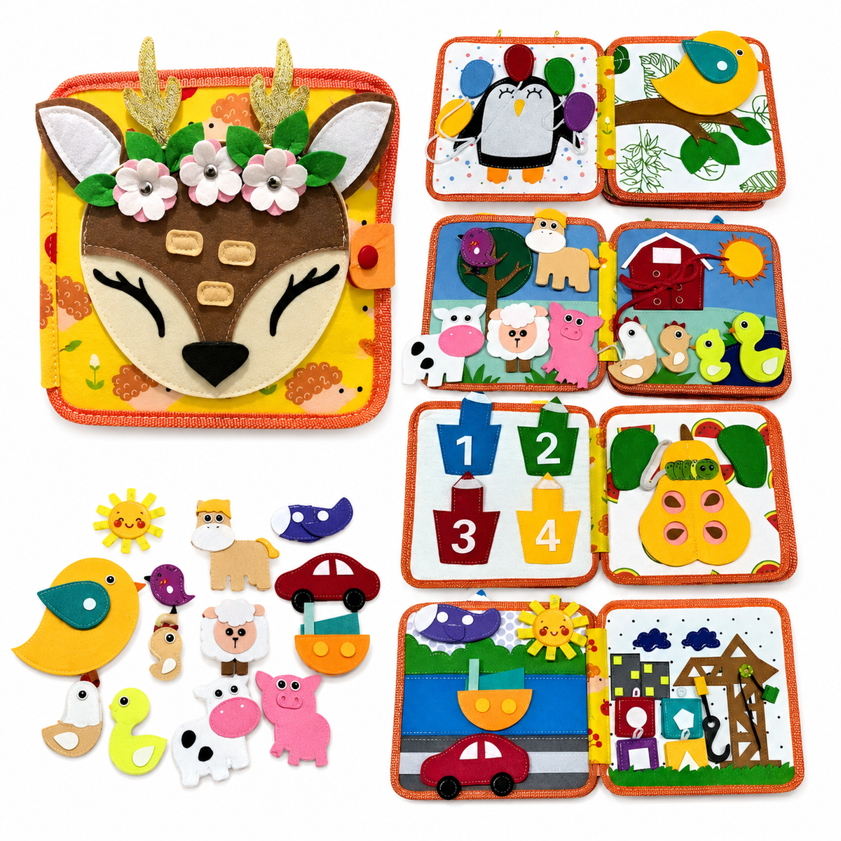 BusyBook Lily la Biche : livre d’activités en feutrine (Busyboard)