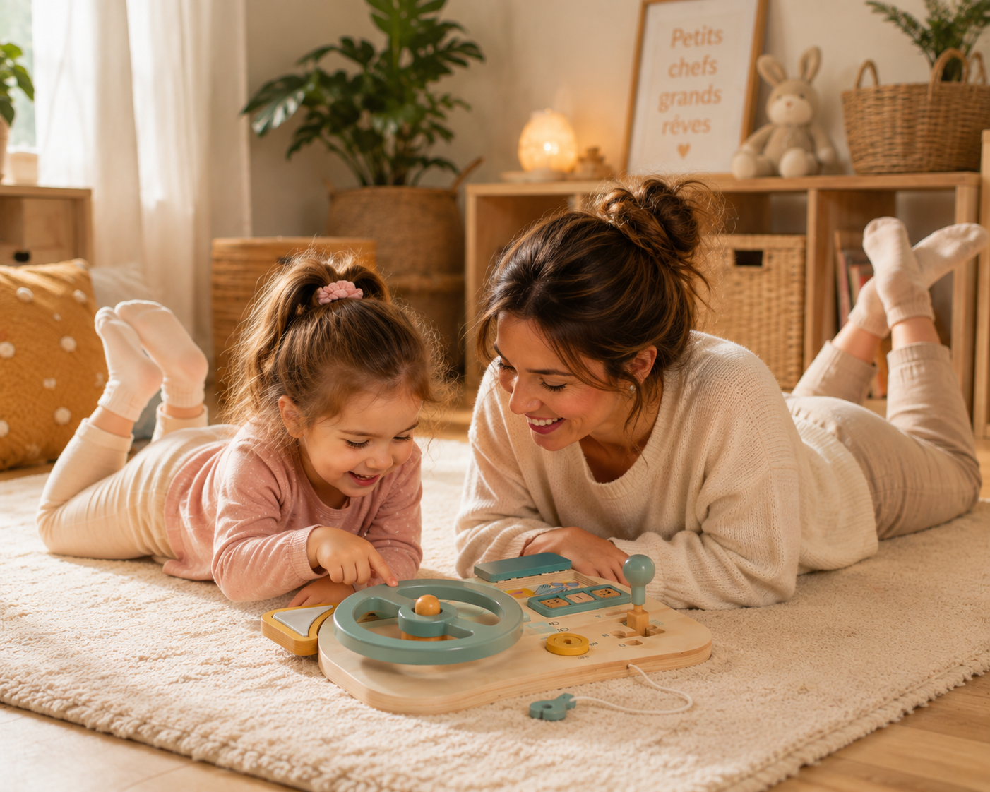 Cabina de pilotaje Montessori de madera | Busy Board desde 10 meses