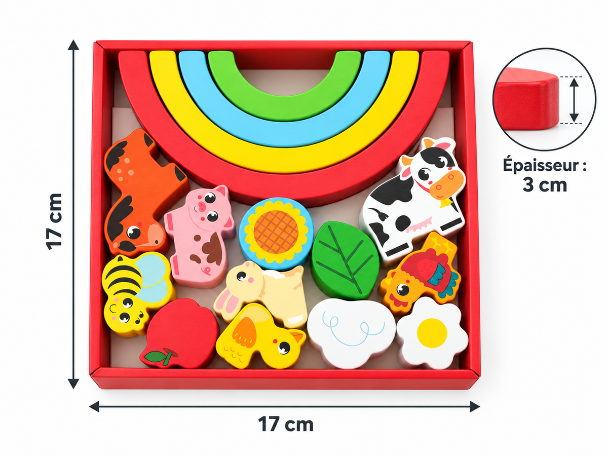Jeu d'équilibre en bois Ma Première Petite Ferme 🌈