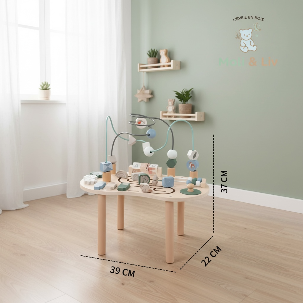 Table d'activités Montessori - dimensions 39x22x37cm