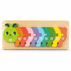 Duo de puzzles en bois – Dinosaure & Chenille Chiffres et couleurs