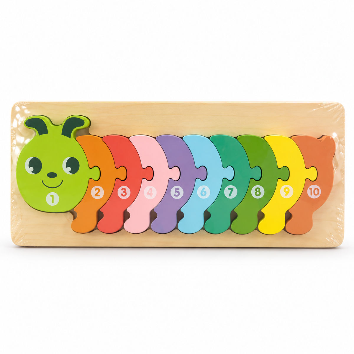 Duo de puzzles en bois – Dinosaure & Chenille Chiffres et couleurs