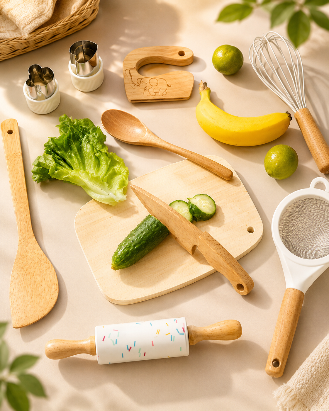 Accessoires de cuisine en bois pour enfant dès 2 ans