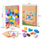 Jeu de logique en bois coloré pour enfant présenté dans une chambre de jeux