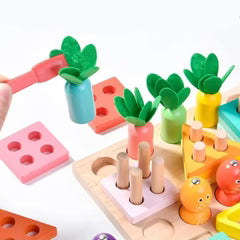 Plateau de jeu en bois pour enfant avec activités de motricité fine