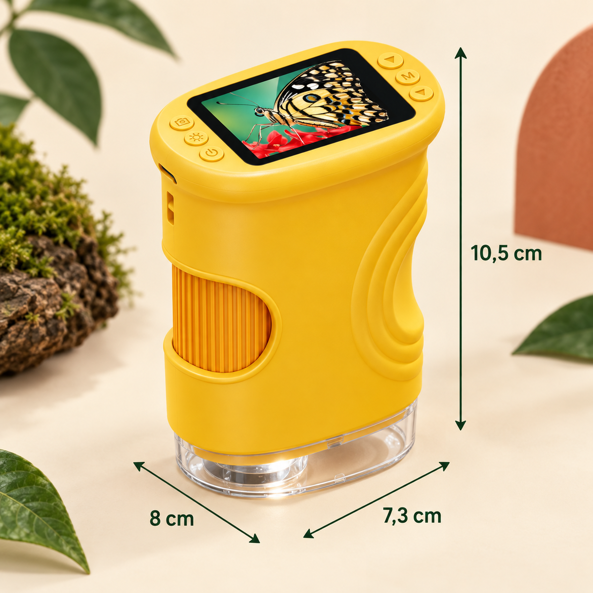 Dimensions du microscope numérique portable pour enfant avec écran intégré
