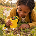 Enfant utilisant un microscope numérique portable pour observer la nature