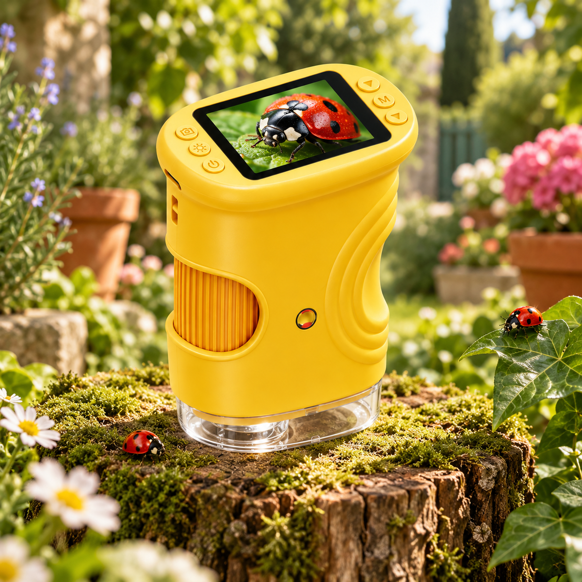 Microscope numérique jaune pour enfant avec grossissement jusqu’à 1000x