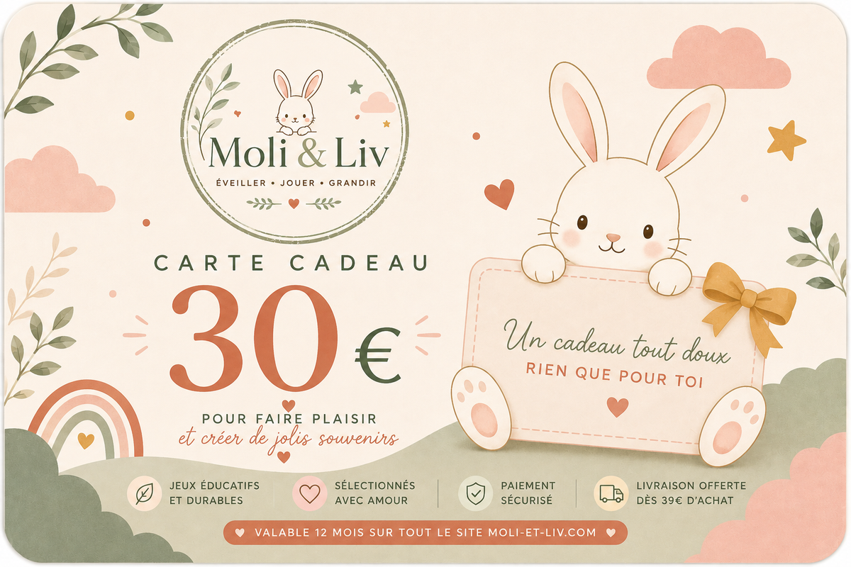 Carte cadeau Moli & Liv disponible en plusieurs montants