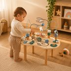 table d'eveil dans salon bébé