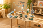 Table d'activités Montessori en bois pour bébé avec jeux d'éveil intégrés